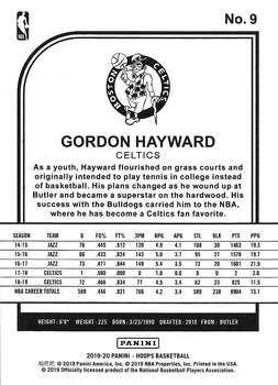 2019-20 Hoops - Neon Green #9 Gordon Hayward Back