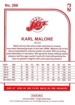 2019-20 Hoops - Red Backs #286 Karl Malone Back