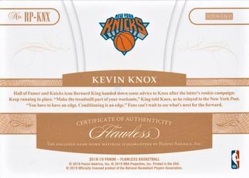 2018-19 Panini Flawless - Rookie Patches Platinum #RP-KNX Kevin Knox II Back