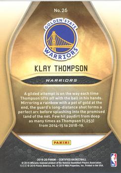 2019-20 Panini Certified - Gold Team Mirror Gold #26 Klay Thompson Back