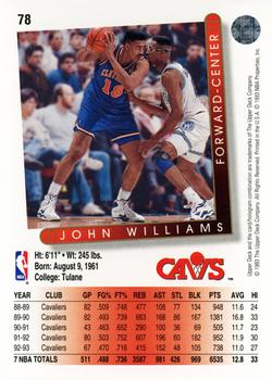 1993-94 Upper Deck #78 John Williams Back