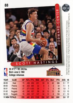 1993-94 Upper Deck #88 Scott Hastings Back