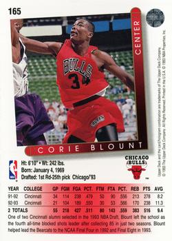 1993-94 Upper Deck #165 Corie Blount Back