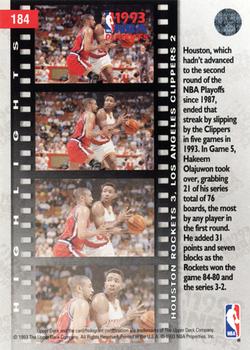 1993-94 Upper Deck #184 First Round: Rockets 3, Clippers 2 Back