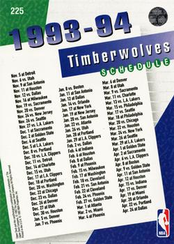 1993-94 Upper Deck #225 Minnesota Timberwolves Back