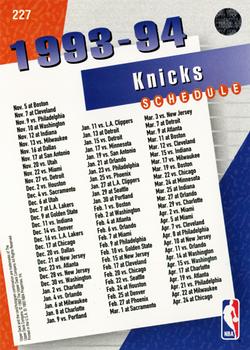 1993-94 Upper Deck #227 New York Knicks Back