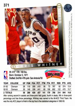 1993-94 Upper Deck #371 Chris Whitney Back
