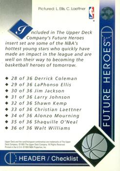 1993-94 Upper Deck - Future Heroes #NNO Header / Checklist Back