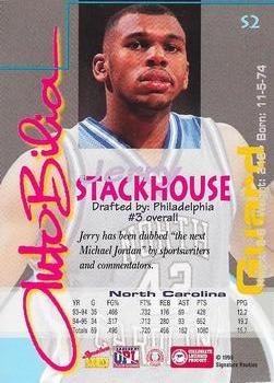 1995 Signature Rookies Autobilia - Jerry Stackhouse Promos #S2 Jerry Stackhouse Back