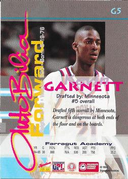 1995 Signature Rookies Autobilia - Kevin Garnett Promos #G5 Kevin Garnett Back