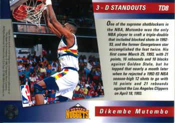 1993-94 Upper Deck - Triple Double 3-D Standouts #TD8 Dikembe Mutombo Back