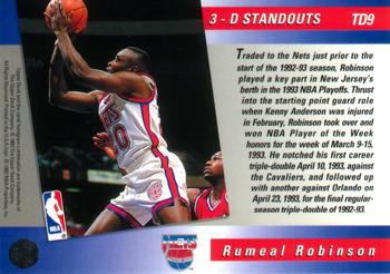 1993-94 Upper Deck - Triple Double 3-D Standouts #TD9 Rumeal Robinson Back