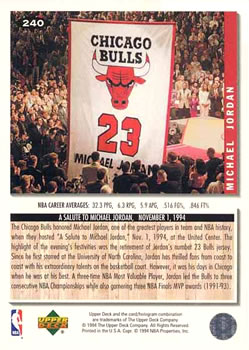 1994-95 Collector's Choice #240 Michael Jordan Back