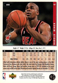 1994-95 Collector's Choice #88 Harold Miner Back
