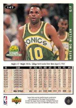 1994-95 Collector's Choice #147 Nate McMillan Back