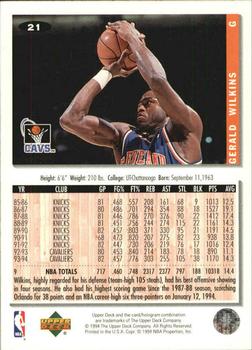 1994-95 Collector's Choice - Gold Signature #21 Gerald Wilkins Back