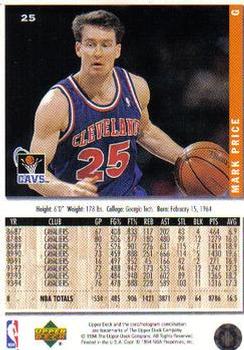 1994-95 Collector's Choice - Gold Signature #25 Mark Price Back