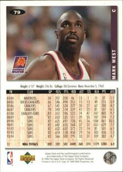 1994-95 Collector's Choice - Gold Signature #79 Mark West Back