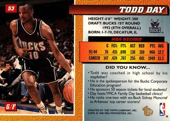 1994-95 Topps Embossed #53 Todd Day Back