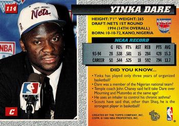 1994-95 Topps Embossed #114 Yinka Dare Back