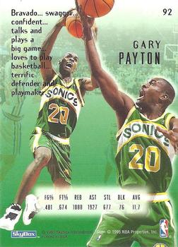 1994-95 SkyBox E-Motion #92 Gary Payton Back