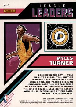 2019-20 Donruss - League Leaders #5 Myles Turner Back