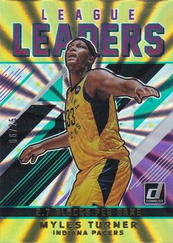 2019-20 Donruss - League Leaders Holo Yellow Laser #5 Myles Turner Front