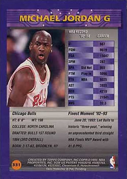 1994-95 Finest #331 Michael Jordan Back