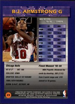 1994-95 Finest #25 B.J. Armstrong Back