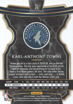 2019-20 Panini Select #25 Karl-Anthony Towns Back