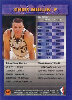 1994-95 Finest - Refractors #245 Chris Mullin Back