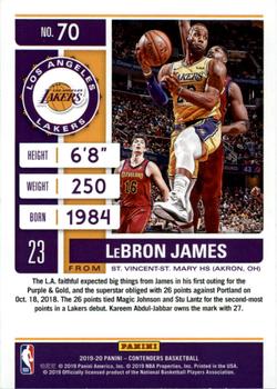 2019-20 Panini Contenders - Conference Finals Ticket #70 LeBron James Back