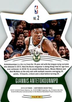 2019-20 Panini Contenders - Superstar Die Cuts #2 Giannis Antetokounmpo Back