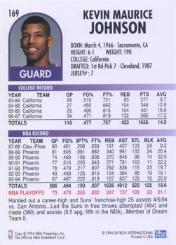 1994-95 Hoops #169 Kevin Johnson Back