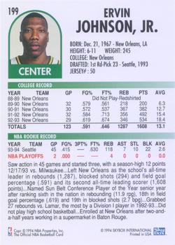1994-95 Hoops #199 Ervin Johnson Back