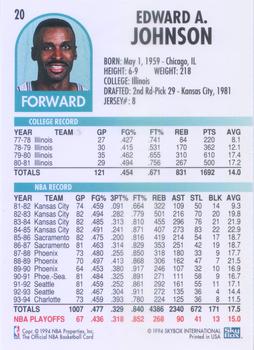 1994-95 Hoops #20 Eddie Johnson Back