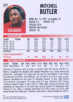 1994-95 Hoops #217 Mitchell Butler Back