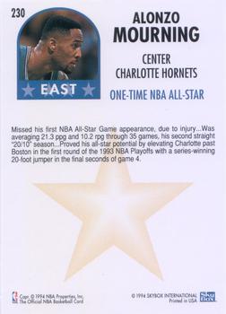 1994-95 Hoops #230 Alonzo Mourning Back