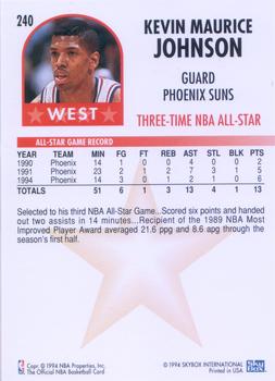 1994-95 Hoops #240 Kevin Johnson Back