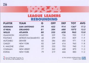 1994-95 Hoops #256 Dennis Rodman / Shaquille O'Neal / Kevin Willis Back