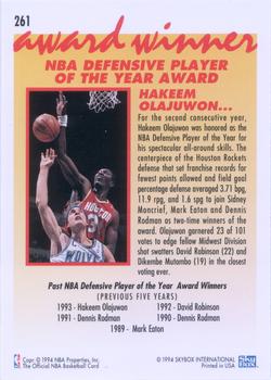 1994-95 Hoops #261 Hakeem Olajuwon Back
