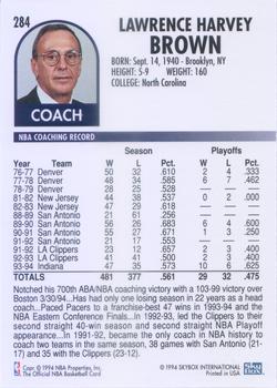 1994-95 Hoops #284 Larry Brown Back