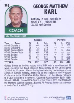 1994-95 Hoops #294 George Karl Back