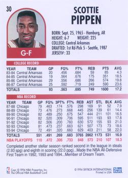 1994-95 Hoops #30 Scottie Pippen Back