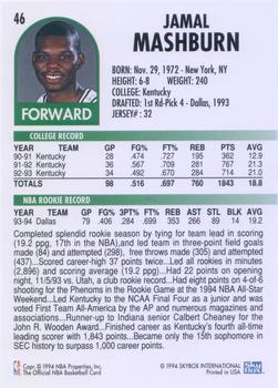 1994-95 Hoops #46 Jamal Mashburn Back