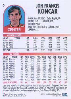 1994-95 Hoops #5 Jon Koncak Back