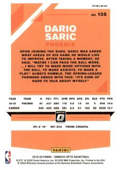 2019-20 Donruss Optic - Hyper Pink #135 Dario Saric Back