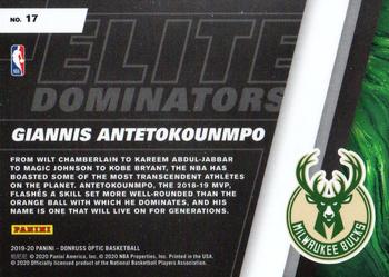 2019-20 Donruss Optic - Elite Dominators #17 Giannis Antetokounmpo Back