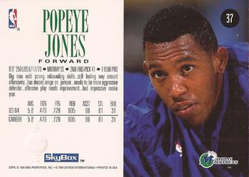 1994-95 SkyBox Premium #37 Popeye Jones Back