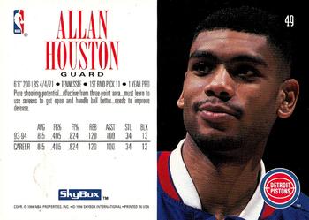 1994-95 SkyBox Premium #49 Allan Houston Back